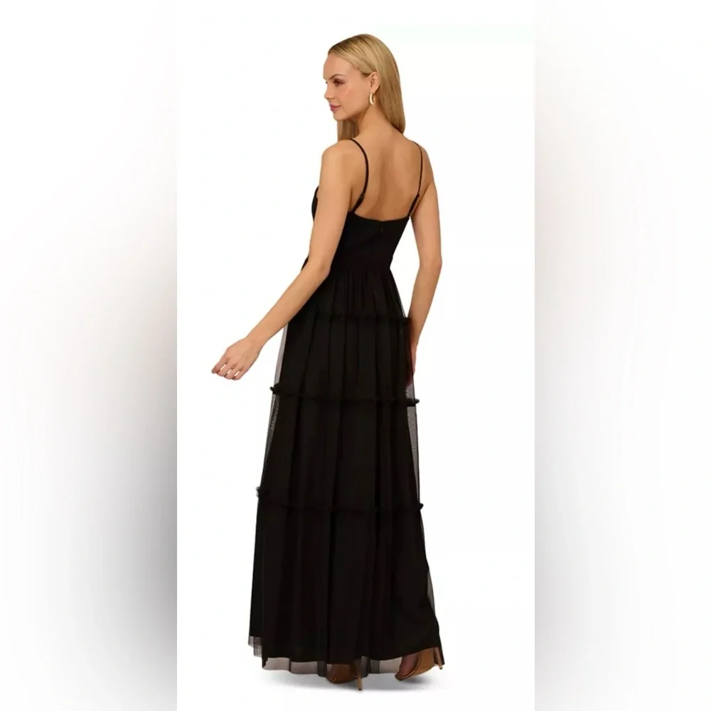 Adrianna Papell Women's Ruffle Tiered Mesh Sleeveless Gown in size 10 - Picture 2 of 11